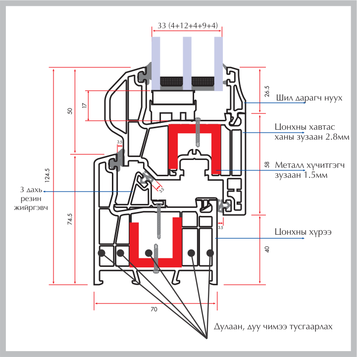 PVC-SCH70 Цонх-1h(1400-1600) w(1300-1599) Нэг салхивчтай