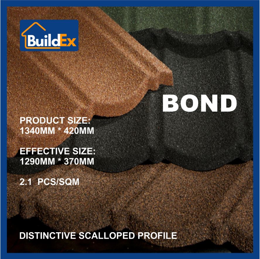SCM-Buildex-CN BOND загварын чулуун будагтай металл дээвэр (AZ150G) (1340x370x0,45мм) 0,5м2